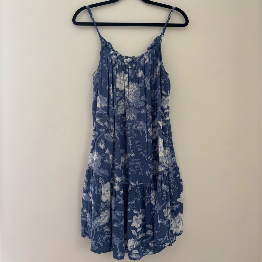 Floral Blue Sleeveless Dress